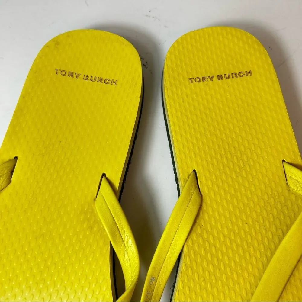 Tory Burch Women’s Mini Minnie Sunny Yellow Logo Flip-Flop Sandals Size 9M